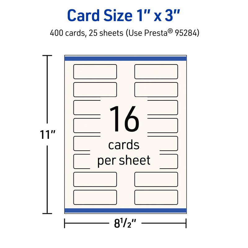 Avery Printable Rectangle Rounded Corner Mini Business Cards, Sure Feed