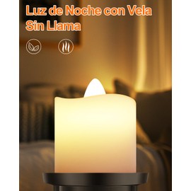 Luz de Noche con Vela Sin Llama, 2 Paquete Luz Nocturna Enchufable Con Sensor de Anochecer a Amanecer, 0-100 LM Brillo Ajustable, 3000K Night Light para Niños para Dormitorio, Baño, Pasillo