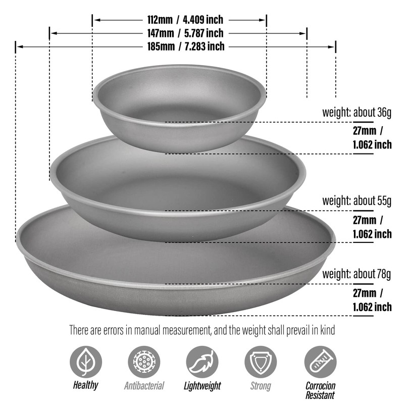 TiTo Titanium Plates Dish Outdoor Camping Tableware Ultralight Round Fruit