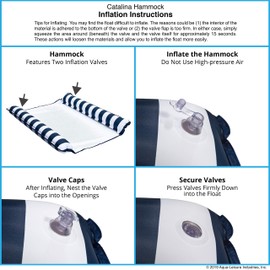 Aqua Catalina XL Hammock, 4-in-1 Multi-Purpose Inflatable 1-2 Person Pool Float, Water Lounge, Navy/White Stripe