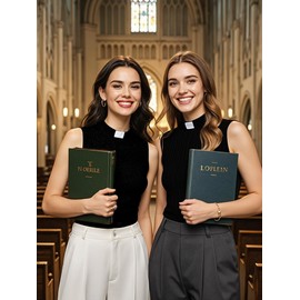 Women's Clergy Sleeveless T-Shirt Tab Collar Clergy Minister Priest Outfit Priest Costume Shirt Tops Black