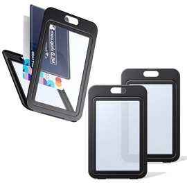 3 Pcs Vertical Hard Plastic Case Black Card Protector Pouch for Office School ID Credit Cards Proximity Key Cards Driver’s Licenses and Passes Cover with Clear Window License Pass Card
