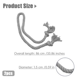 XQMMGO Pack of 2 Curtain Tiebacks, Tiebacks for Curtains, Boho Curtain Clips, Cotton Rope, Handmade Curtain Tiebacks, for Office, Home, Curtain Decoration (Grey)