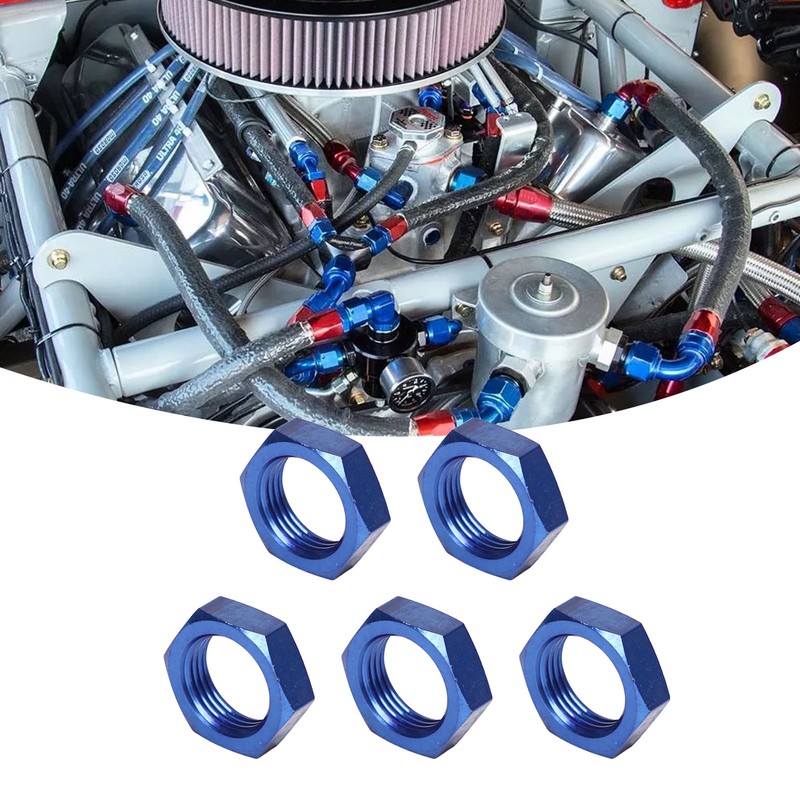 5 Pcs AN8 Female Thread Hex Locking Nut Metal Alloy
