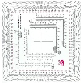 New and Improved Version Military Style MGRS/UTM Coordinate Grid Reader, and Protractor,Coordinate Scale Map Reading and Land Navigation Topographical Map Scale (Pack of 1)