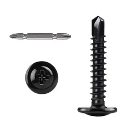 Ranstac #8 x 1 Phillips Drive Modified Truss Head Self Drilling Screws Black Zinc 410 Stainless Steel Quick Self Tapping Screws for Sheet Metal 100Ppcs HS/ZGLS-06