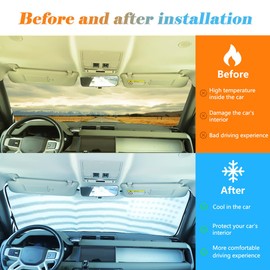 Car Windshield Sunshade for Land Rover Defender 90 110 130 2020-2024 Foldable Sun Shield Reflective Polyester Sun Visor Cover Block Heat and Sun Protection, UV Rays Sun Visor Protector Accessories