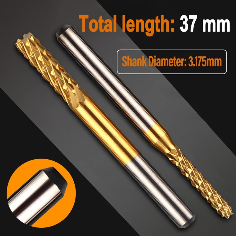 CBRIGHT 10 Pieces End Mill CNC Router Bits, 1/8 Inch