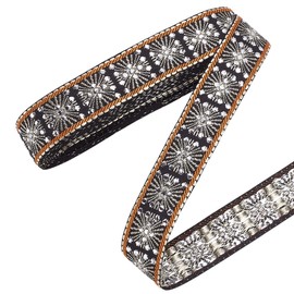 CRAFTYMELODY 10 Yards Jacquard Ribbon Trim 29mm Fabric Ribbons Ethnic Style Floral Pattern Vintage Embroidery Polyester Ribbons for Sewing Curtain DIY Clothing Garment Accessories Embellishment