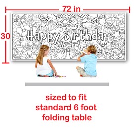 Young N Refined Birthday Party Coloring Page Table Cloth Activity Paper Liner (72x30)