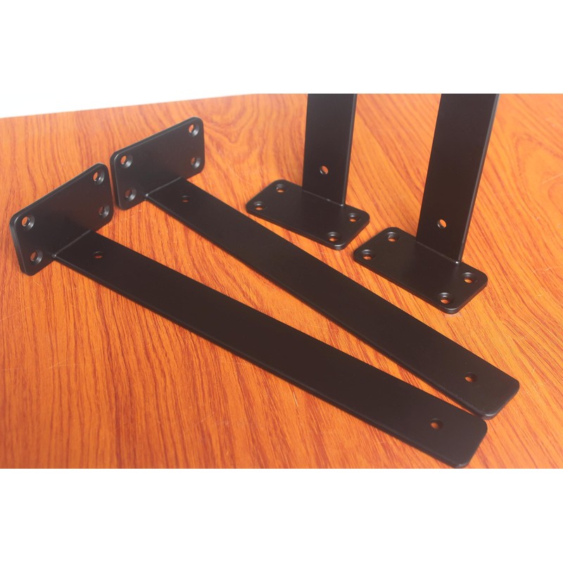 4 Pack - 12 inch Black Hidden L Shelf Bracket