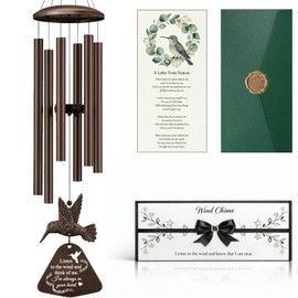 36" Memorial Wind Chimes for Outside, Sympathy Gift for Loss of Loved One, Hummingbird Wind Chime for Mom Dad, Bereavement Remembrance Funeral Condolence Gift