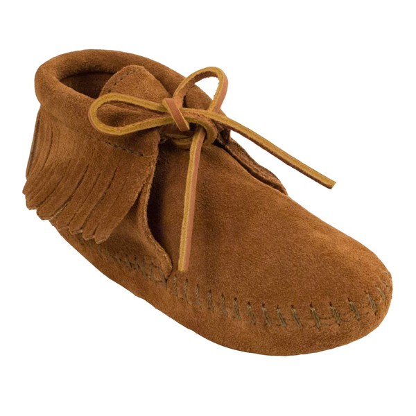 Minnetonka Classic Fringe Soft Leather Sole Boot (Toddler/Little Kid/Big Kid),Brown,13