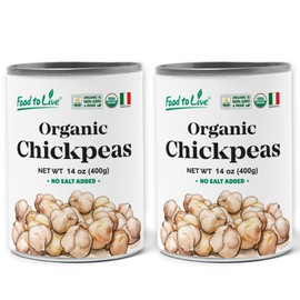 Food to Live Organic Canned Chickpeas, 14 oz (Pack of 2) - Unsalted Non-GMO Garbanzo Beans. Vegan. USDA Certified Organic. Good Source of Fiber and Protein. Wholesale. Made in Italy