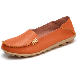 VenusCelia Women's Natural Comfort Walking Flat Loafer(9 M US,Orange)