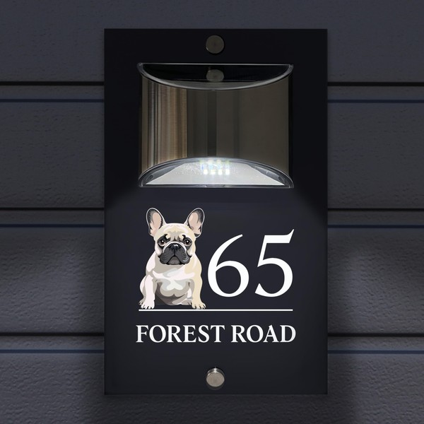 Custom Signs Solar Illuminated Modern Anthracite House Number Sign 24cm