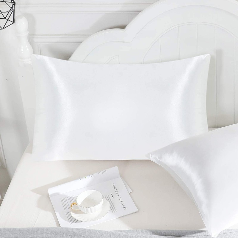 Set of 2 Satin Pillow Covers Envelope Pillowcase for Skin