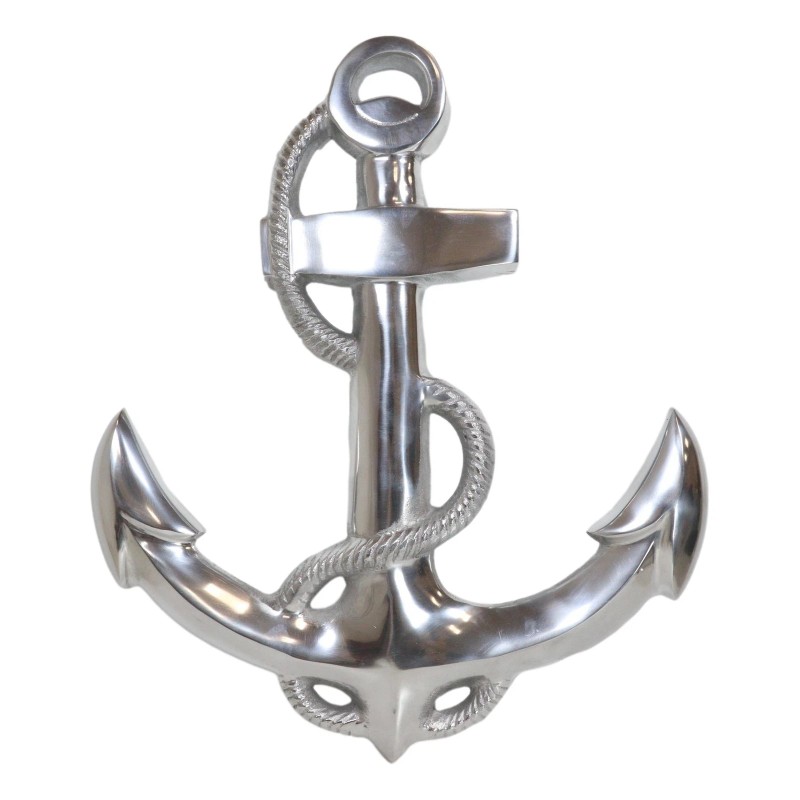 Nautical Ocean Marine Polished Aluminum Metal Ship Anchor Wall Decor