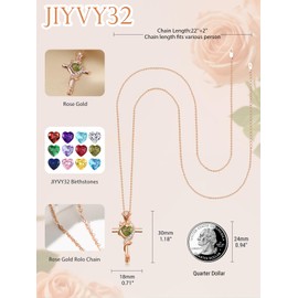 JIYVY32 Rose Gold Cross Necklaces for Women Cross Pendant Necklace for Women Mom Mother Birthstone Jewelry Gifts Peridot Necklace August Birthstone Necklaces
