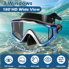 Yimserk Snorkeling Gear for Adults, Anti-Fog 180°Panoramic Snorkel Mask Set with Dry Top Snorkel Tube, Soft Silicone Scuba Gear, Adult Snorkel Set with Mesh Bag for Swimming Diving Travel