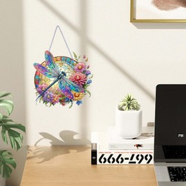 RYMILIE Diamond Art Painting Pendant Kits 5D Painting Art Hanging Kit Dragonfly DIY Diamond Crystal Window Pendant Kit for Adults Gift Wall Home Decoratio