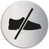 Stainless Steel Door Sign No shoes Ø 130 mm 6972