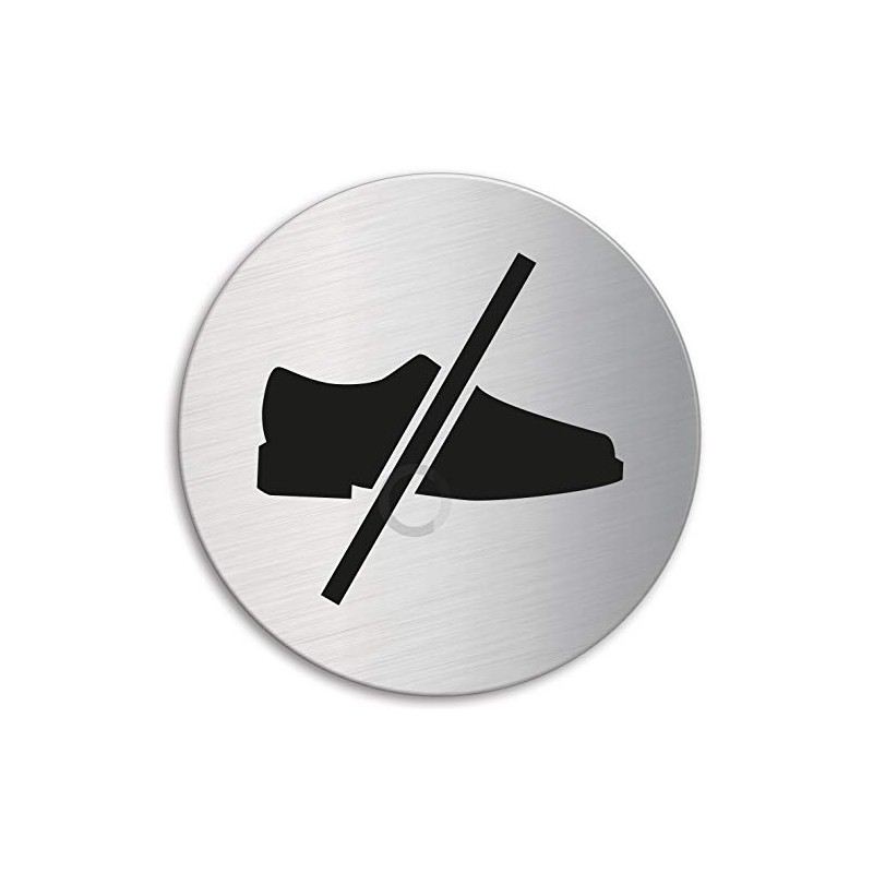Stainless Steel Door Sign No shoes Ø 130 mm 6972