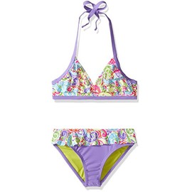 YMI Traje de baño de Dos Piezas Big Tiki para niña, Hebe Morado., 14