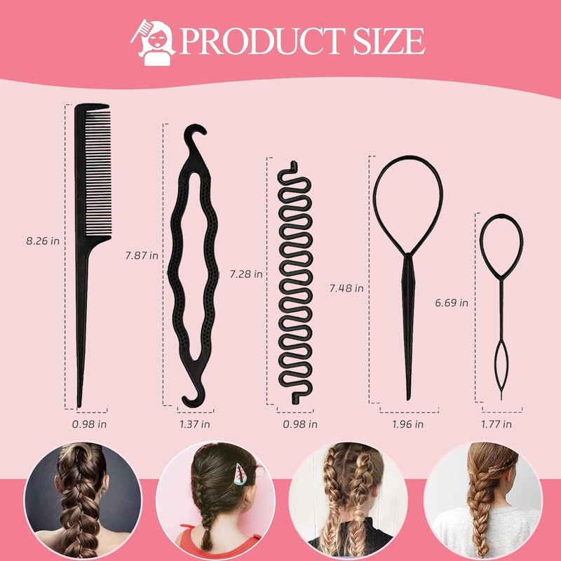 6pcs Tail Hair Tool, Tail French Braid Loop Tool Rat