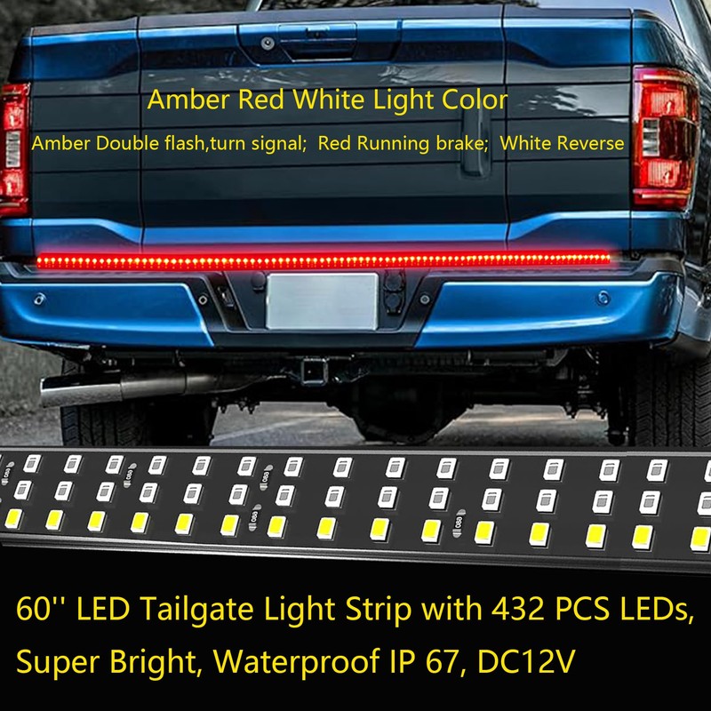 SZSSXPL 48in LED Tailgate Light Strip,Trible Row LEDs Tailgate Light