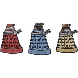 Doctor Cartoon Who Dalek 3 Inches Tall Set of 3 Embroidered Patches