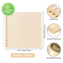 AIOR Scrapbook 7x7 Inch Scrapbook Album 40 Pages Hardcover White Thick Kraft Paper DIY Scrapbook Photo Album Memory Book for Kids Couple Family Wedding, Milk Yellow