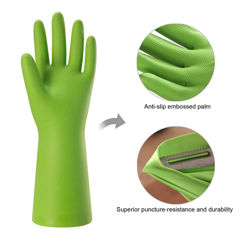 3 Pairs Rubber Cleaning Gloves for Household - Reusable Dishwashing