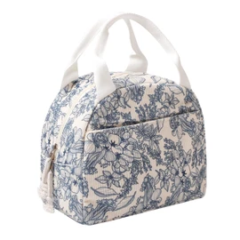 Lunch Box for Wome Men Large Capacity Insulated Lunch Tote Bag for Kids Cute Corduroy Lunch Bags For Work Travel School Or Picnic (Navy blue flower)