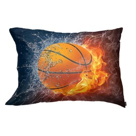 Acptolen Fire Water Basketball Pillow Case Sports Basketball Ball Pillow Cover Pillow Sham Soft Breathable Queen for Bed Sofa Standard Size 20x26 Inches