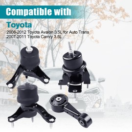 Engine Motor & Transmission Mount Kit 4pcs Compatible with Fits 2008-2012 Toyota Avalon 3.5L for Auto Trans 2007-2011 Toyota Camry 3.5L Replace A4259 A4288 A42017HY A62036HY