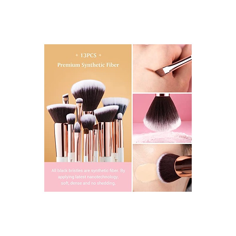 Jessup Juego Pinceles Maquillaje Profesional Piezas Blanco Base Polvo Natural