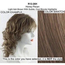 Whimsy Clip In Hairpiece Color R12/26H HONEY PECAN - 6" Short Curly Updo Synthetic Ponytail Volume Add On Natural Look Bundle MaxWigs Hairloss Booklet