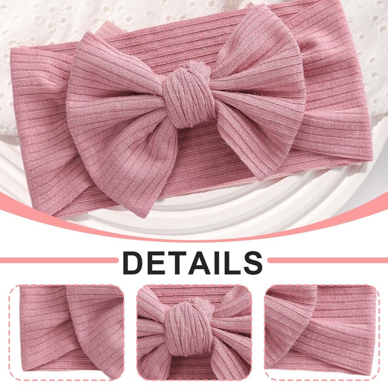 SGERUFZ Baby Girls' Headbands, Stretchy Knitted Bow with Wide Edge,