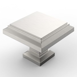 Furniware 12 Pack Cabinet Hardware Knobs, Kitchen Door Cabinet Brushed Satin Nickel Antique Solid Square Knobs - 1.25"x1.25"(32x32mm)