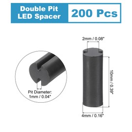 PATIKIL Pack of 200 LED Spacers, 4 mm AD 10 mm Height, Double Pit Nylon Light Emitting Diode Holder, LED Light, Insulation Column, PCB Mounting Support for LED Protection Fixation, Black