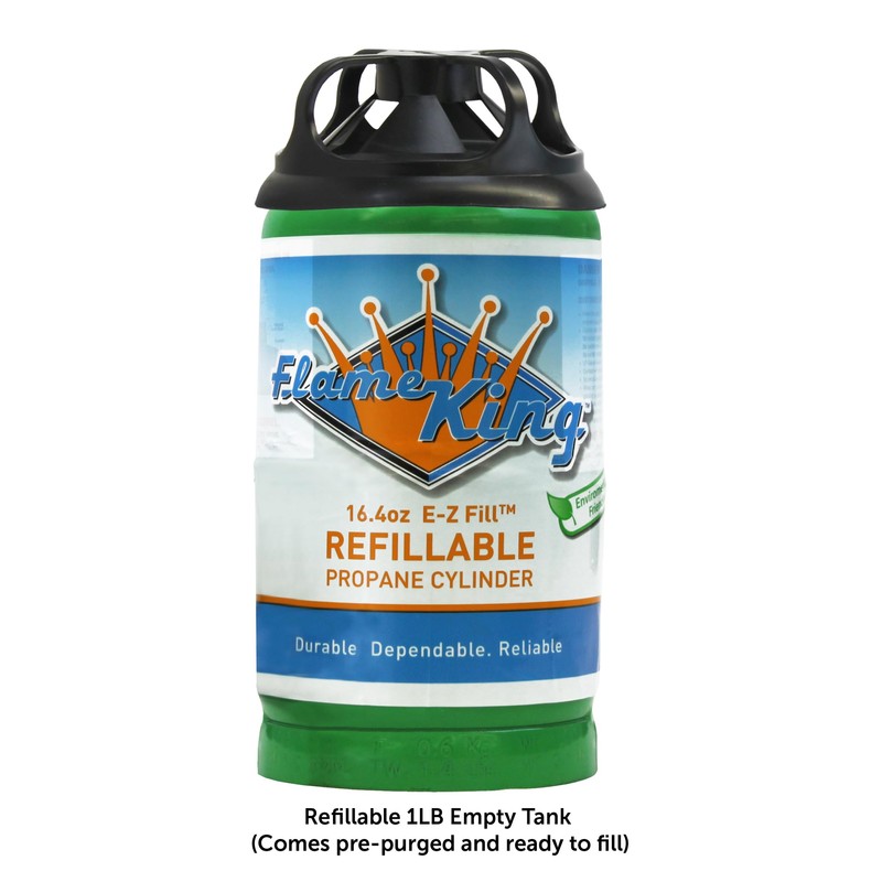 Flame King Refillable 1LB Empty Propane Cylinder Tank - Reusable
