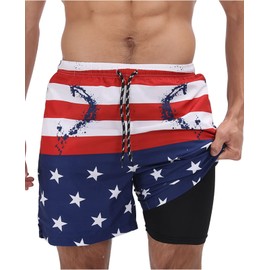 Cogild Mens Swim Trunks, Colorful Printed Swimming Trunks, Quick Dry Board Shorts with Mesh Lining