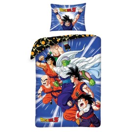 Halantex DB-1103BL Dragonball Z Protagonist Goku Small Reversible Duvet Cover Set 140 x 200 cm and Pillowcase 70 x 90 cm Multi-Coloured 100% Cotton