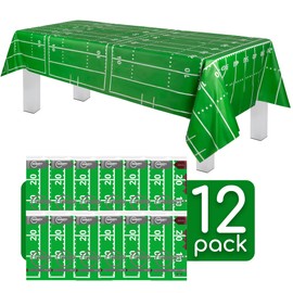 Grandipity Football Tablecloth 12Pk Rectangle (54"x108") Disposable Football Table Cloths for Parties, Football Field Tablecloth Plastic - Football Table Cover, Superbowl Tablecloth & Football Decor