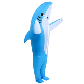 IHGYT Inflatable Blue Shark Costume Air Blow up Jaws Jumpsuit Fancy Dress Funny Carcharias Suit for Cosplay Party