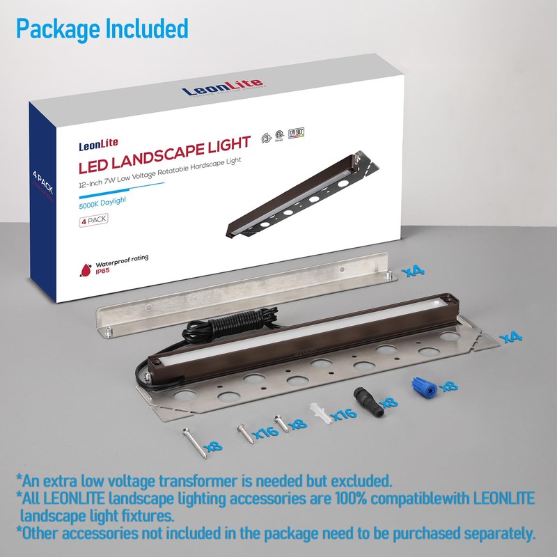LEONLITE 12 Inch LED Hardscape Lighting, Update Retaining Wall Lights,
