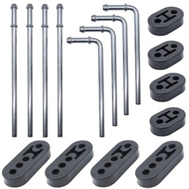 Ganluuree 8PCS Exhaust Hanger Rod Set Heavy Duty 3/8"(10MM) Rod 4PCS 90°7.6" Long + 4PCS Straight 10" Long Exhaust Muffler Hanger Mild Steel Zinc Coated Car Automotive Replacement Clamp Flanges Parts