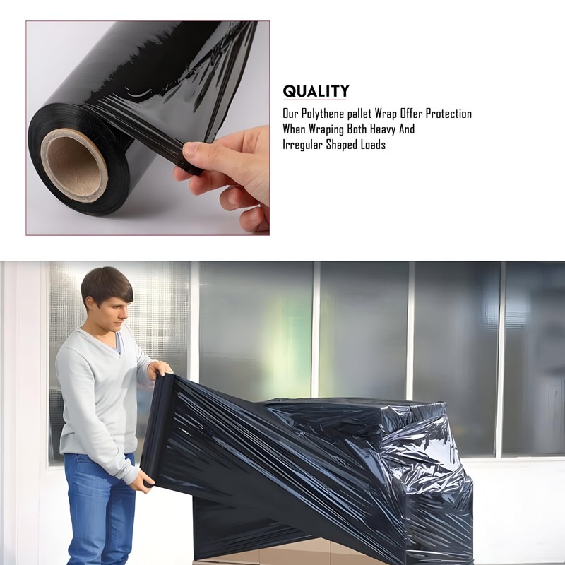 Black Pallet Stretch Wrap Extra Long Roll Standard Core Thick