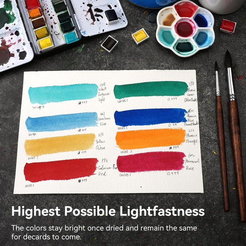 PHOENIX Professional Watercolor Paint - Single Watercolor Half Pan -